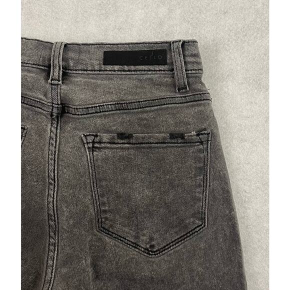 Cello Jeans Womens Size 5 Gray High Rise Straight Leg Distressed Raw Hem Denim - Picture 12 of 13